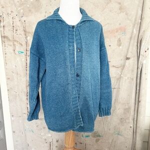 Vintage Indigo Knit Hand Knitted Cardigan Sweater